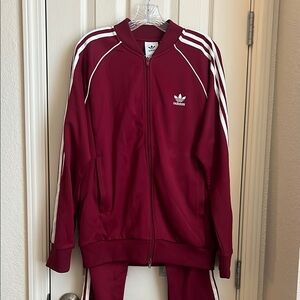 Adidas Maroon Track Jacket and Pants